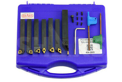 SHARS 7PCS 3/8" INDEXABLE TURNING THREADING LATHE TOOL + INSERT + Certificate S]